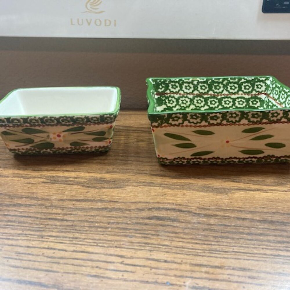 Set of 2 ceramic loaf pans by "Temptations"